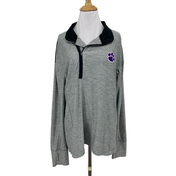 Under Armour Sweatshirt Womens M Medium Gray Hotshot Half Moto Zip Paw Logo - Picture 1 of 11